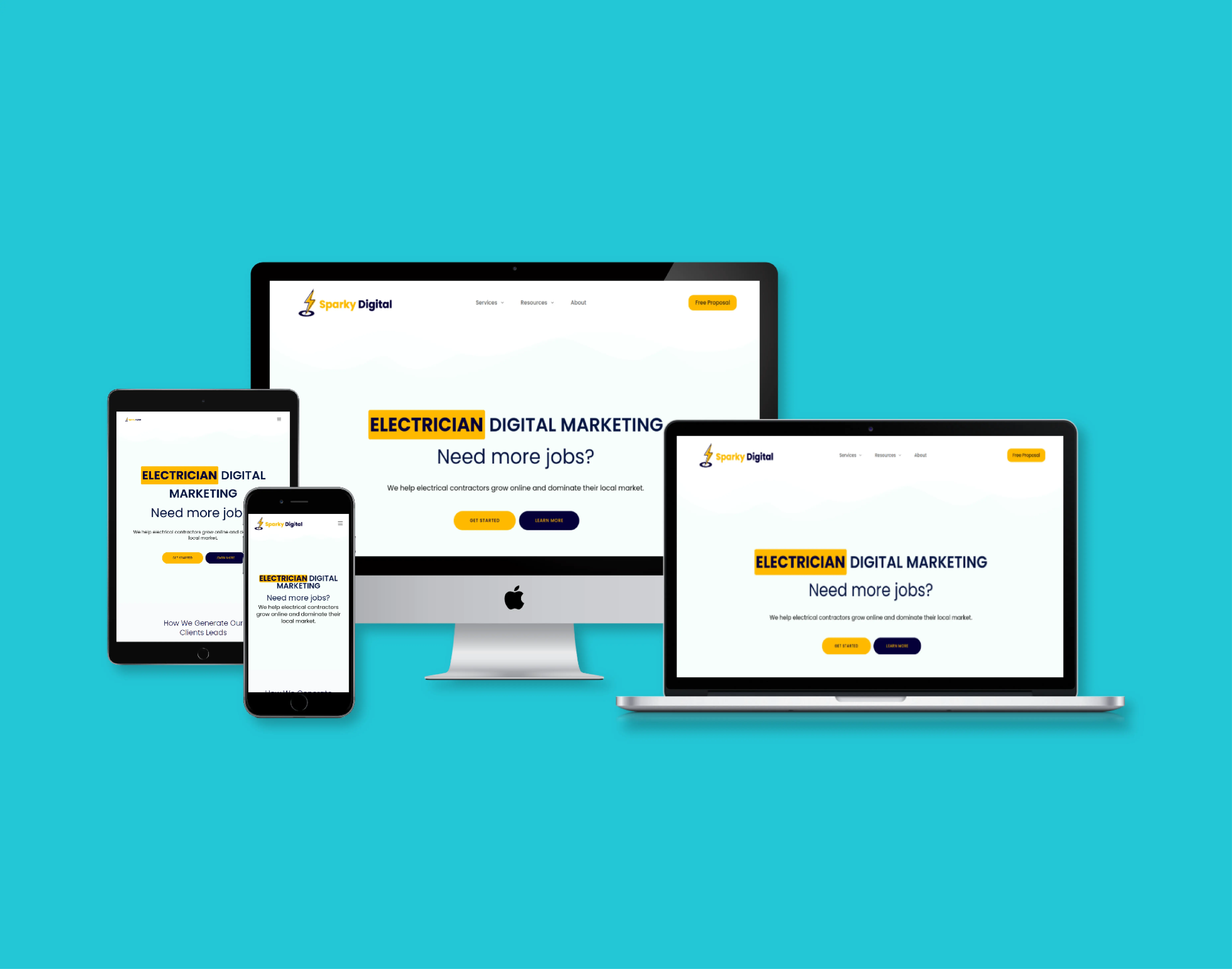 Sparky Digital: High-Energy Brand Identity & Digital Marketing Hub